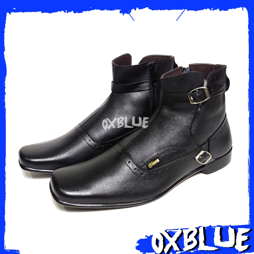OXBLUE Cepa - Sepatu Pria Pantofel Tinggi Kulit Asli Jenggel Resleting