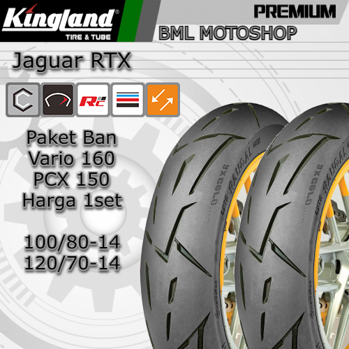 Paket Ban Matic Tubeless 100/80-14 dan 120/70-14 Kingland RTX 5 Premium Soft Compound Ban PCX 150 Va