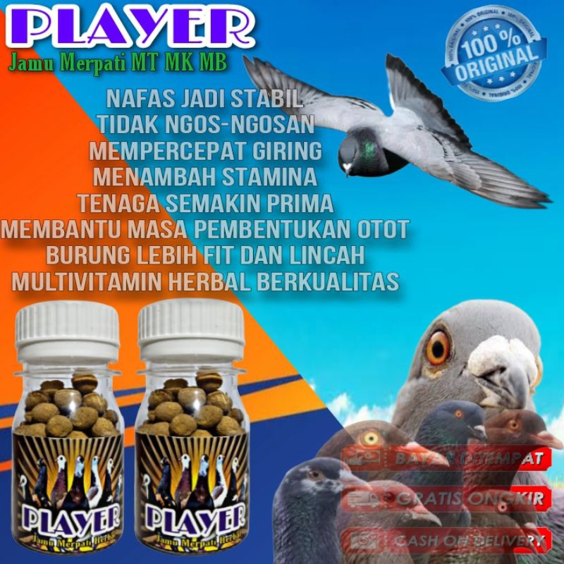 JAMU MERPATI PLAYER ISI 50 BUTIR untuk merpati kolong & balap pil super power losdor raja pukul bala