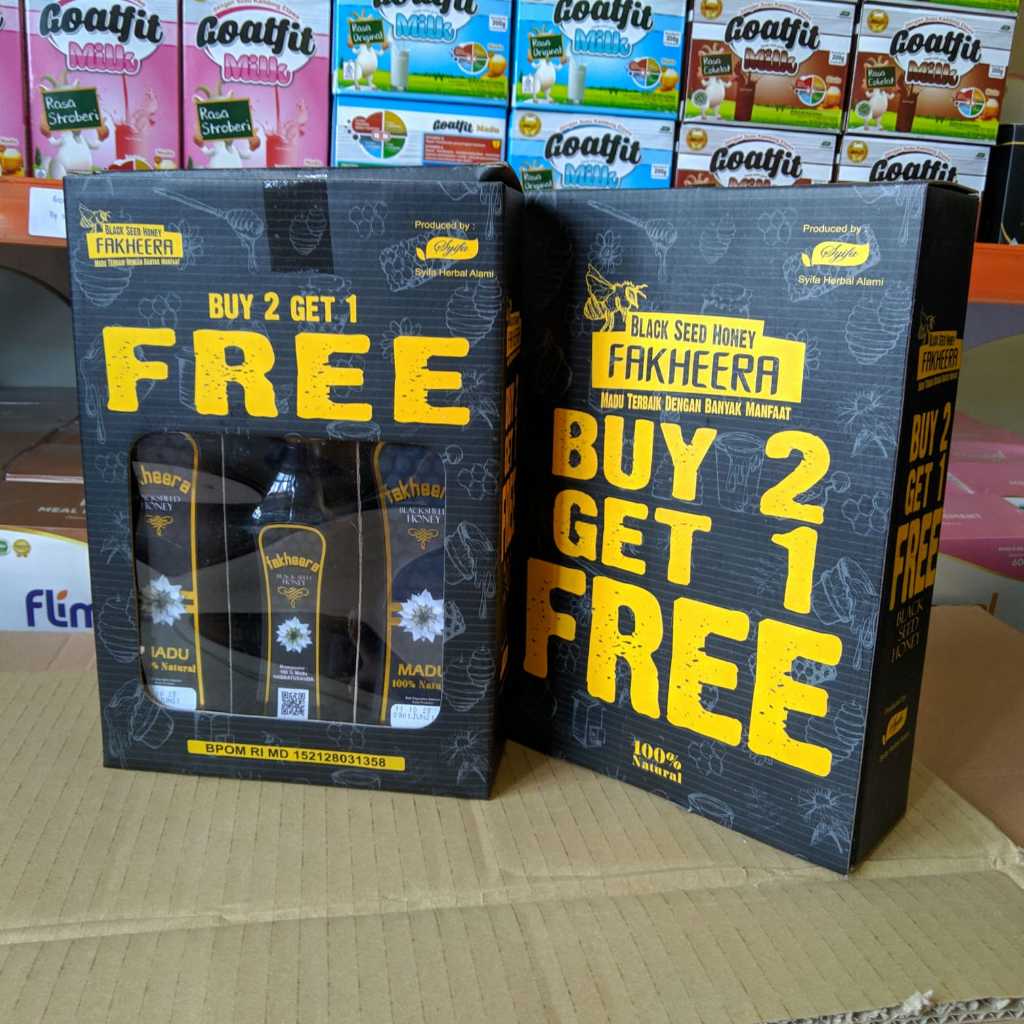 

Madu Habbatussauda Fakheera Promo Pack ( 500gr + 500gr +free 250gr = 1.250gr ) habatusauda black seed jintan hitam