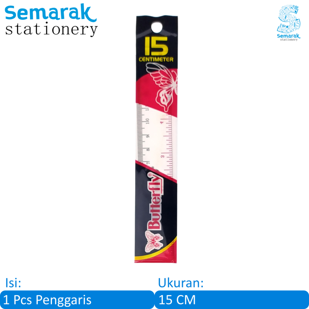 

Butterfly The Best Glass Ruler Penggaris Plastik Transparan 15 CM