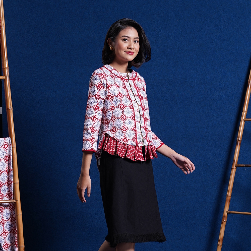 NONA RARA - Nilam Jlamprang T2701, Baju kerja blouse batik wanita modern