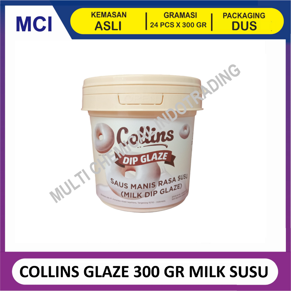 

(1 DUS 24 PCS) COLLINS DIP GLAZE 300 GR - MILK SUSU / TOPPING DONAT