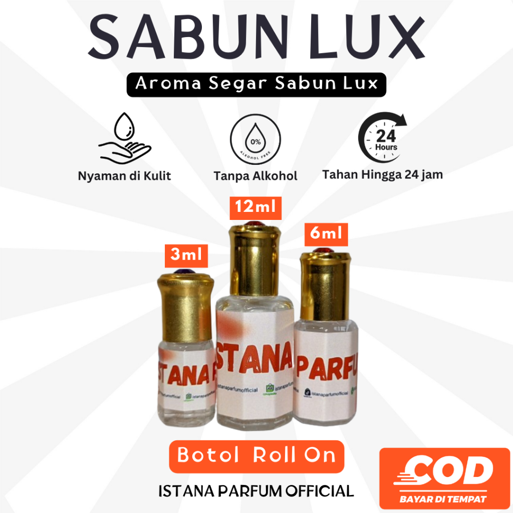 PARFUM AROMA SABUN LUX - BOTOL ROLL ON BIBIT KUALITAS PREMIUM TANPA CAMPURAN ALKOHOL AROMA WANGI TAH