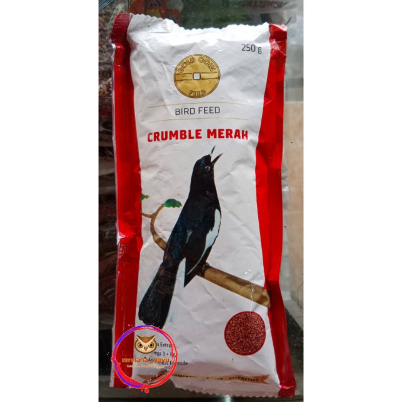 GOLD COIN MERAH 250 GRAM COKELAT COKLAT BIRD CRUMBLE MAKANAN PAKAN BURUNG JALAK BALI KACER CUCAK HIJ