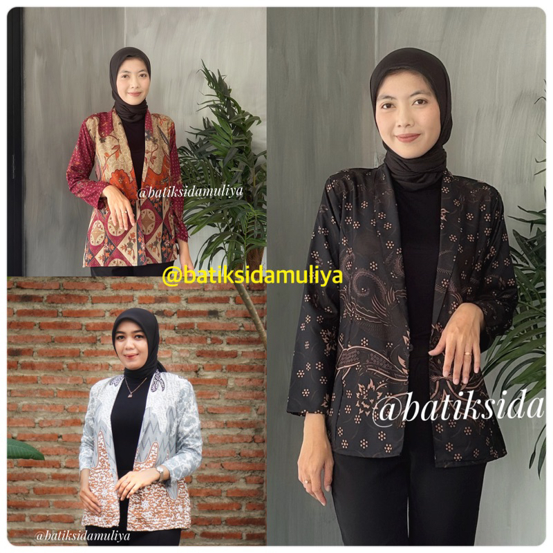 Blazer Batik Wanita Atasan Batik Blouse Jaz Outer Kantor Premium Eksklusif By Batik Sidamuliya XV