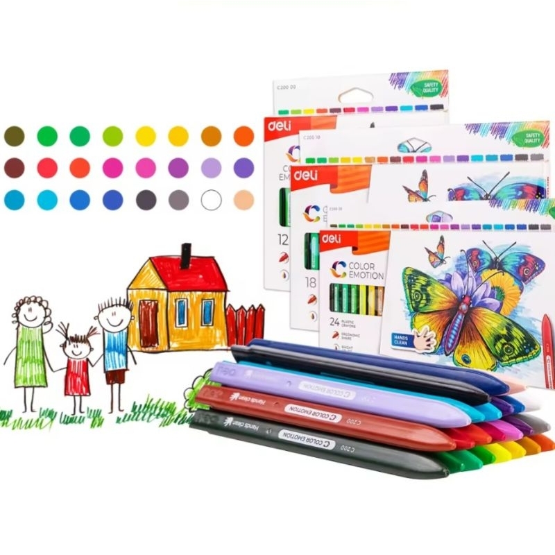 

deli crayon plastik warna cerah bentuk segitiga ergonomis