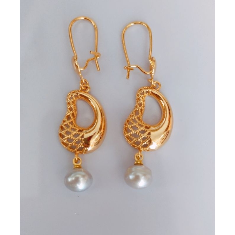 (251) Anting Panjang Besar Jaring Mutiara Air Tawar Mutiara Lombok Asli