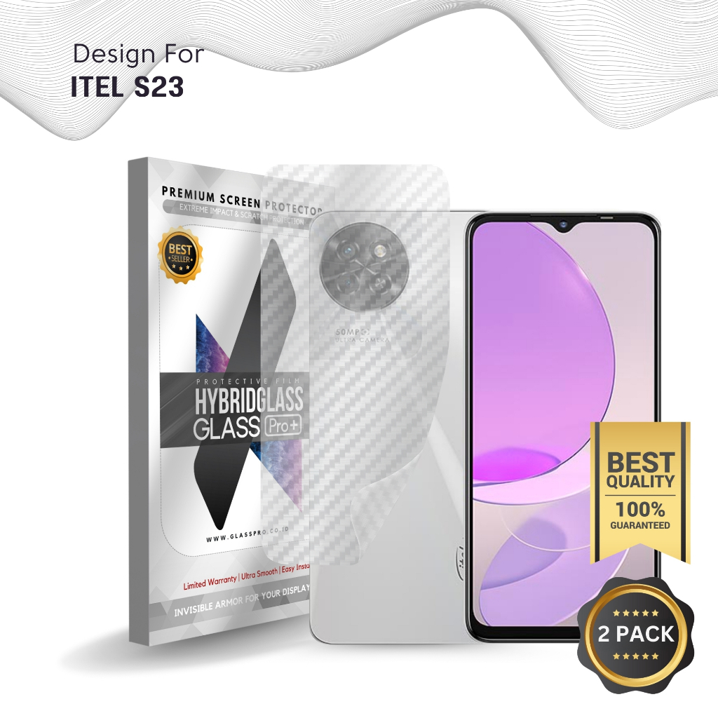 Fiber Guard Screen Protector Itel S23 Back, 3D Anti Gores Belakang Premium, Carbon Skin Glass Pro Tr