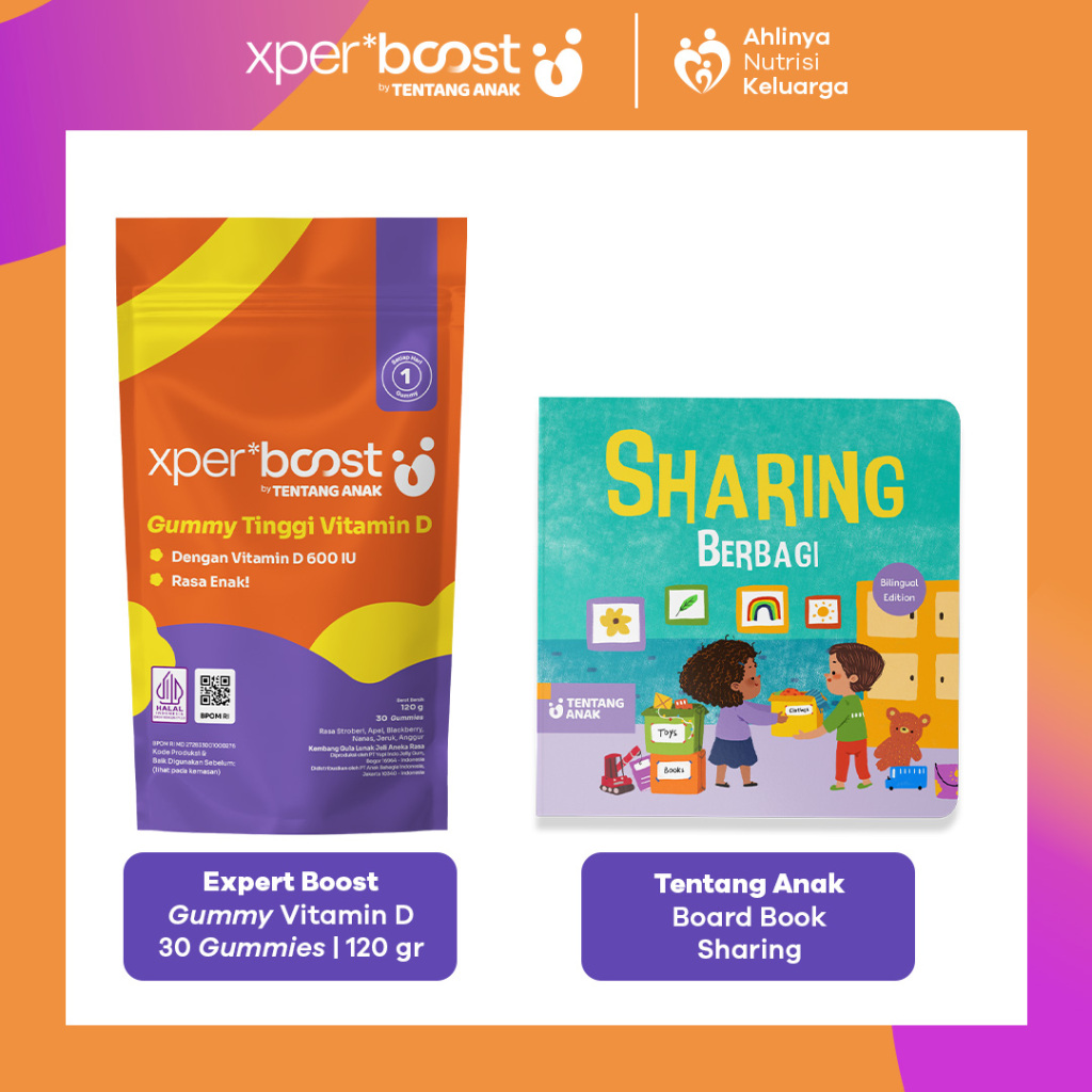 Expert Boost - Paket Bundling | Gummy Vitamin D 600 IU + Board Book Sharing