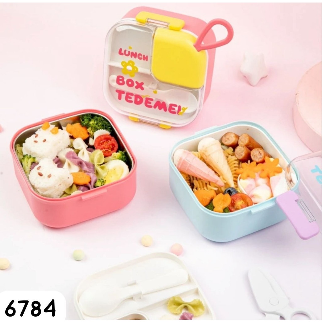 Lunch Box TEDEMEI PASTEL susun 2 kotak makan tedemei