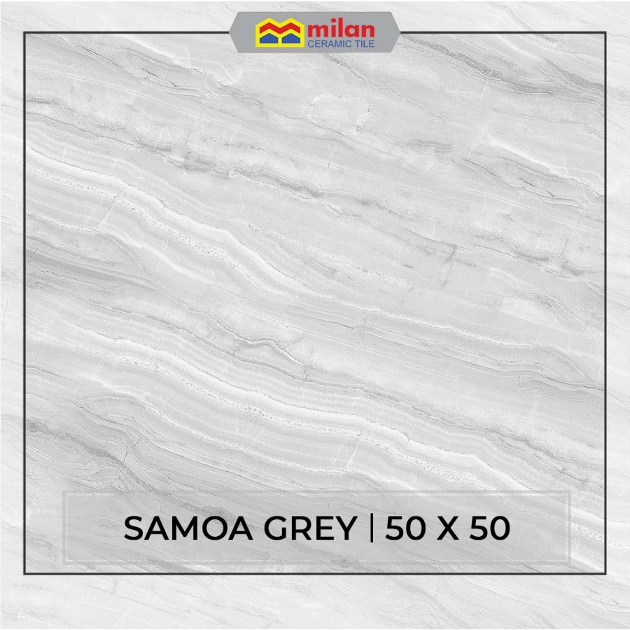 Milan Samoa Grey 50X50 Keramik Lantai Motif Marble Glossy