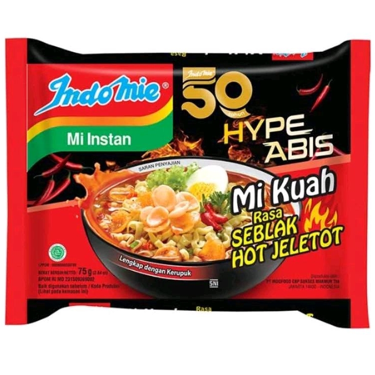 

Indomie Mie Instan Kuah Rasa Seblak Hot Jeletot 75gr