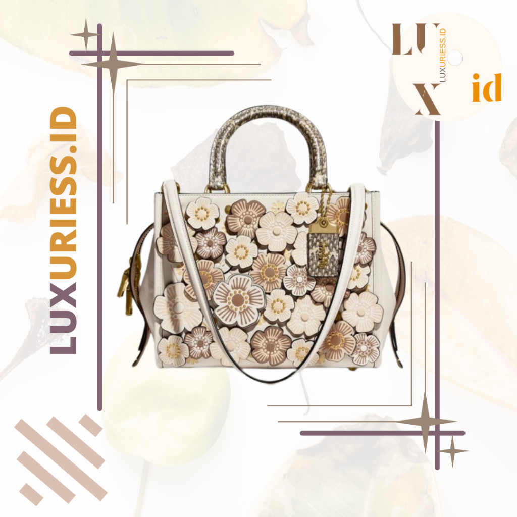 COACH ROGUE IN COLORBLOCK WITH TEA ROSE AND SNAKESKIN DETAIL