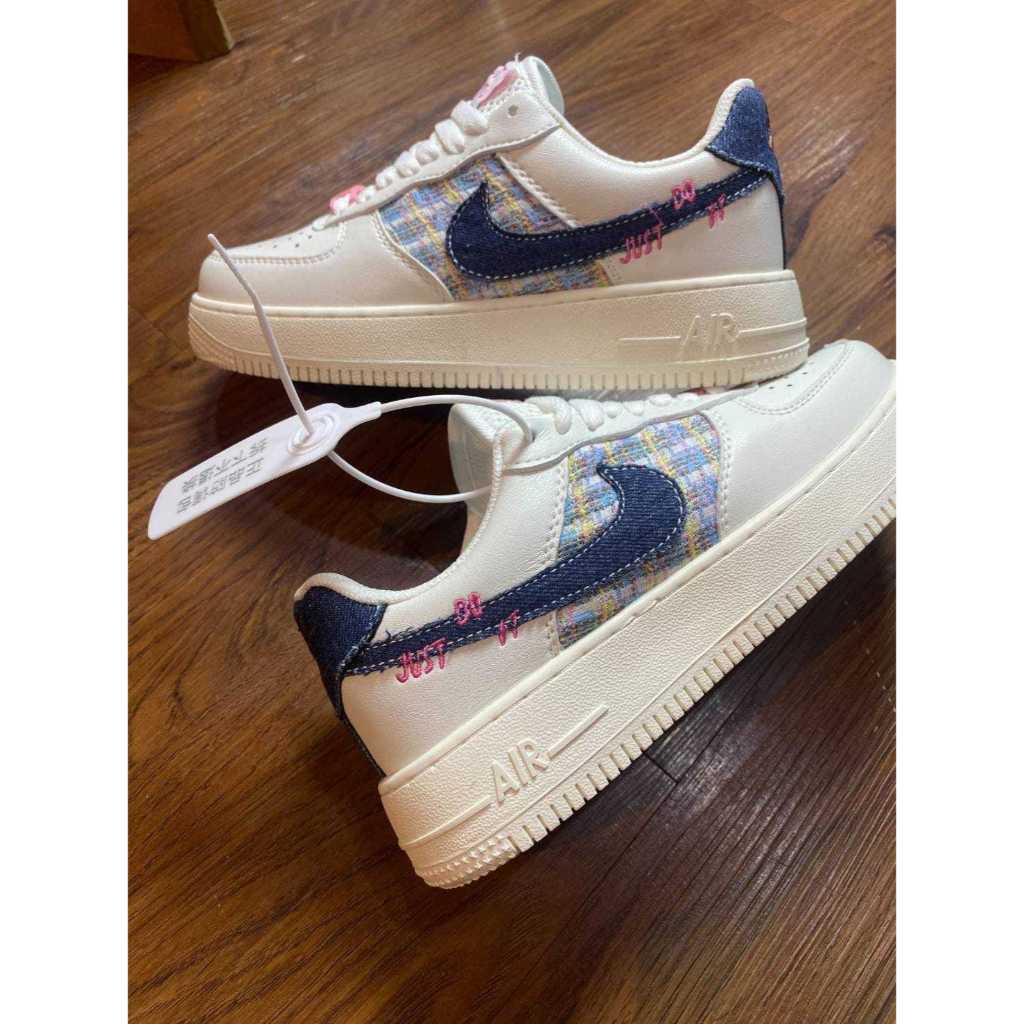 SEPATU WANITA NIKE AIR FORCE DENIM BOUNCE JUST DO IT GOOD QUALITY REAL PICT & VIDEO 100%