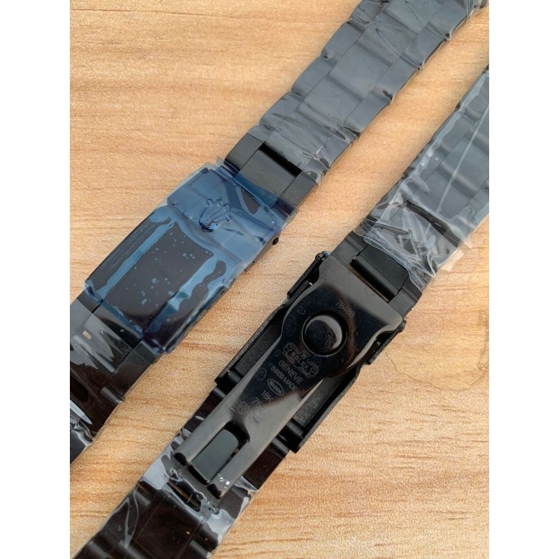 Strap tali jam tangan stell rolex daytona hitam logo