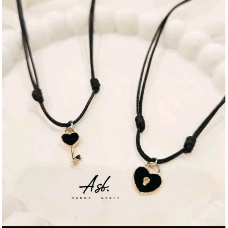 SEPASANG Kalung Couple gembok dan kunci premium tali Korea premium waterproof