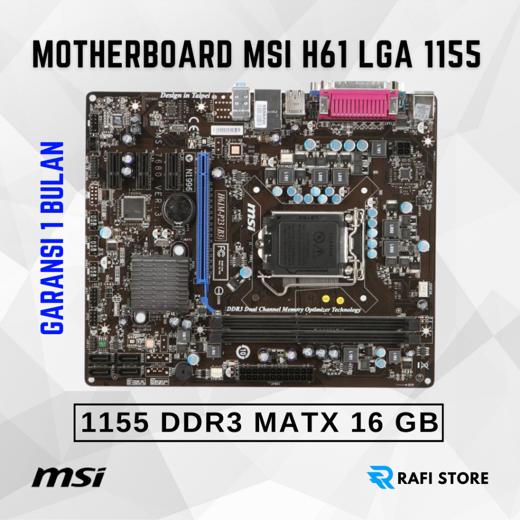 Motherboard MSI H61 LGA 1155 DDR3 | Mainboard Mobo H61 1155 MATX