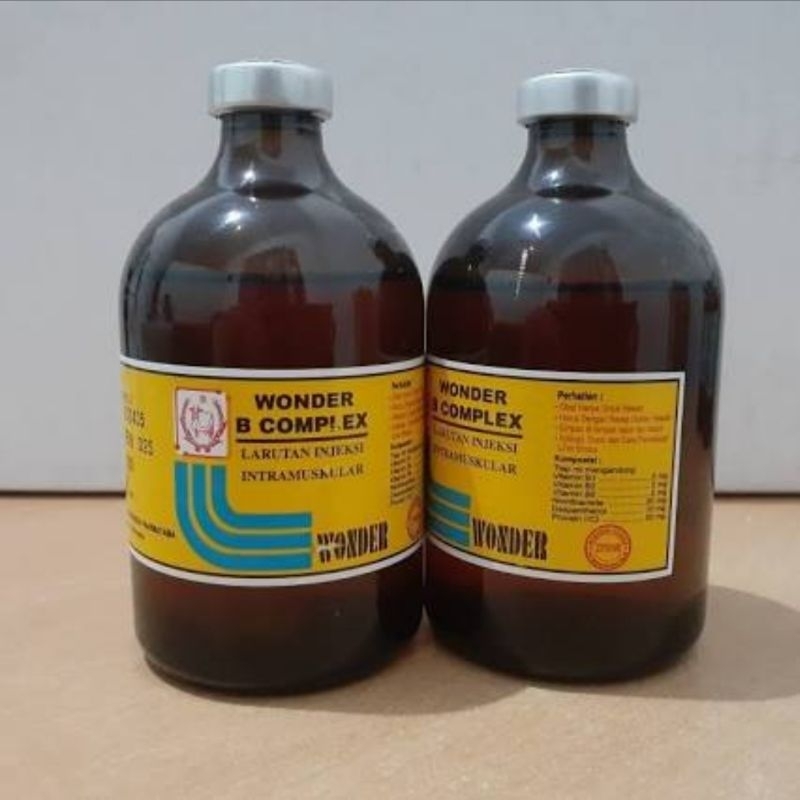 B Complex Wonder 100 ml Injeksi Vitamin B kompleks Sapi Kambing Babi Ayam Unggas Kerbau Kuda