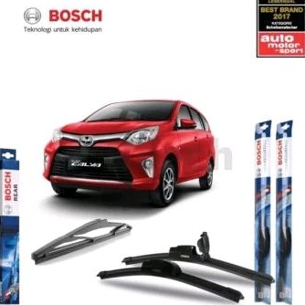 Paket Wiper Depan Belakang Toyota Calya 2016-2024 Frameless Original Bosch