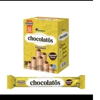 

Chocolatos Italian Chocolate Taste Wafer Roll ( 1 box isi 24pcs)