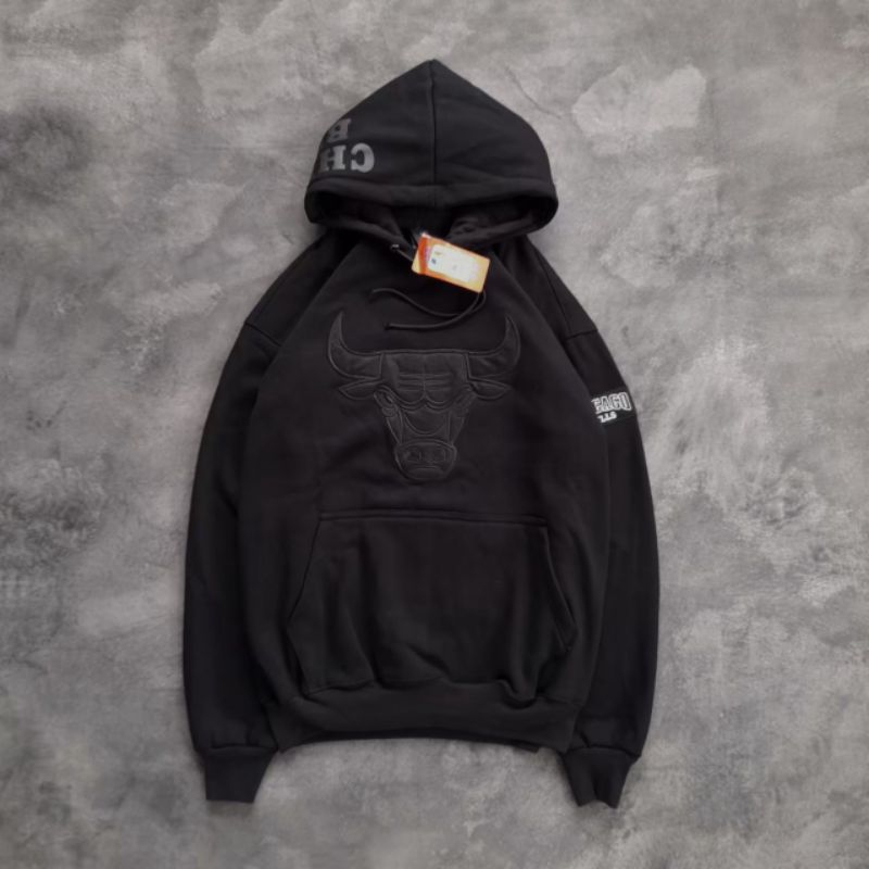 JAKET HOODIE CHICAGO BULLS BLACK BORDIR Authentic Fulltag & Label