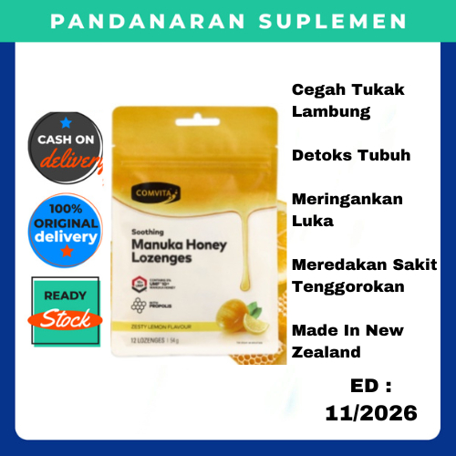 

Permen Comvita Manuka Honey Lozenges Lemon & Honey with Propolis 12 Loz