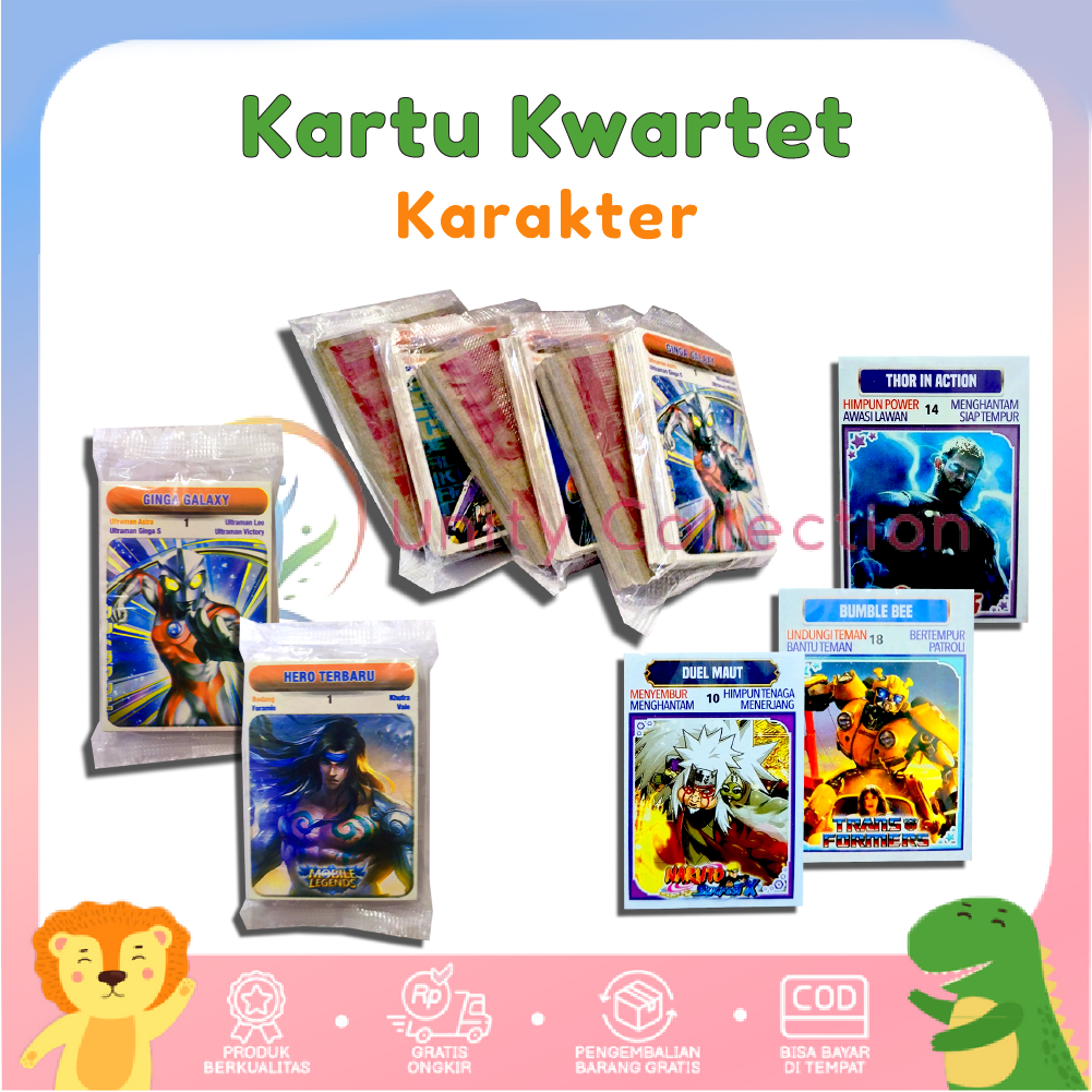 Mainan Koleksi Kwartet Kartu Pilih Motif Karakter Kartun Anak