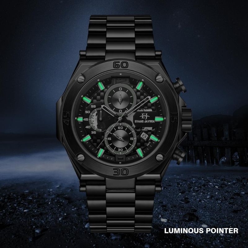 BIG PROMO  JAM TANGAN EVANS JAYDEN 9839 RANTAI CRONO AKTIF TANGGAL AKTIF