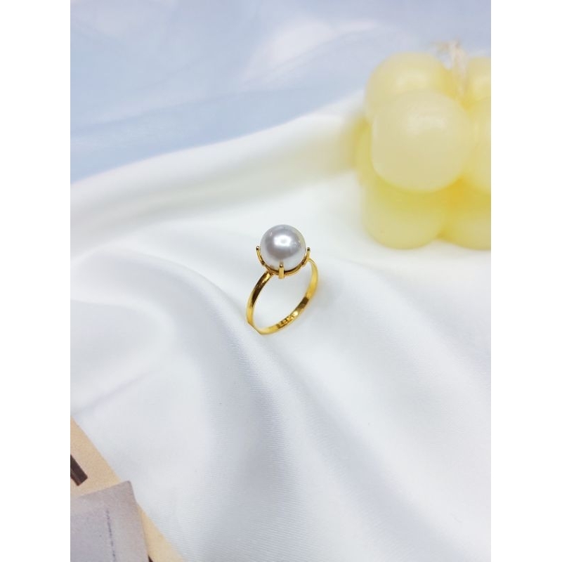 Cincin Emas 22 Karat Mutiara Air Laut Lombok Asli