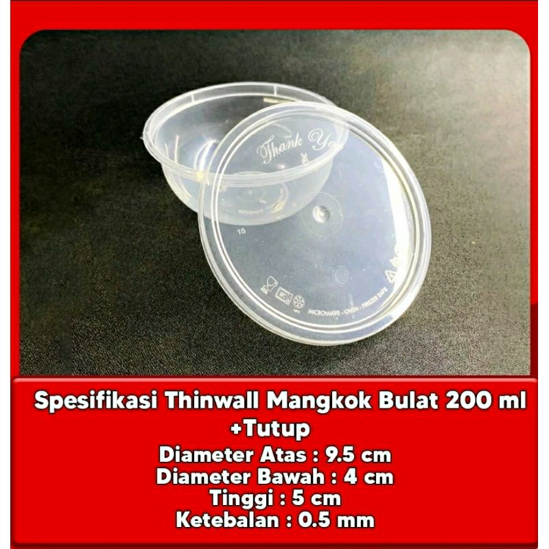 Twinwall Mangkok Bulat 200 ml (isi 10 pcs) Mangkok Plastik