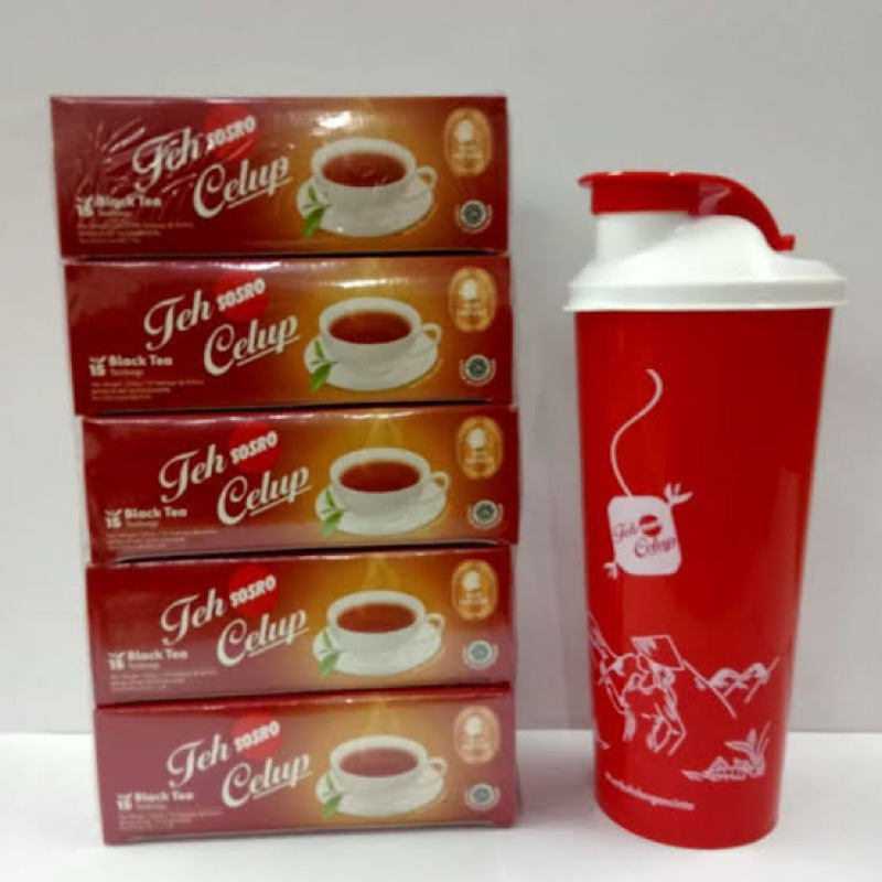 

paket teh celup Sosro 15bag isi 5box free gelas 500ml