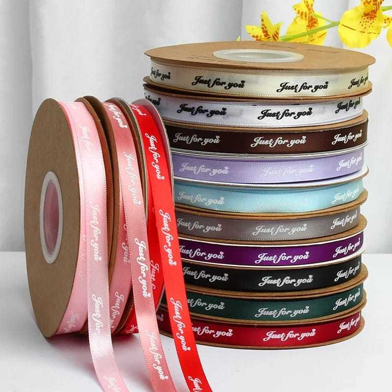 

[1 ROL 50 YARD] Pita Satin 1 cm Just Love You / Pita Kerajinan Hampers Buket
