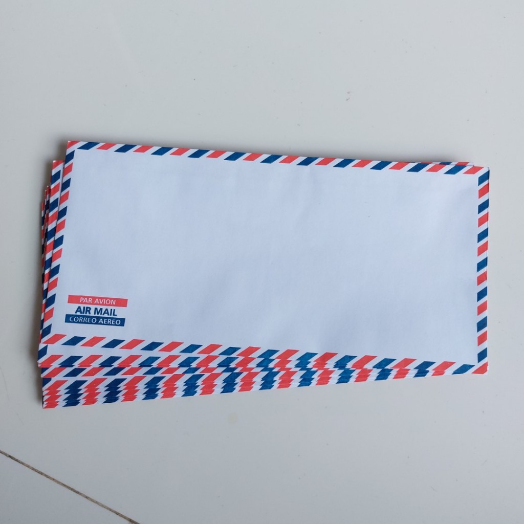 

10 LEMBAR Amplop Putih 90 APS Airmail KABINET Paperline - (110x230mm 80gsm)