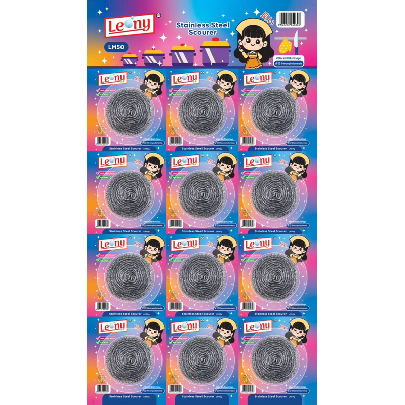 Sabut Stainless Leony LM 50 1 lusin / Gosok Panci  / Kawat Cuci Piring Panci Wajan / Kawat Gosok / K