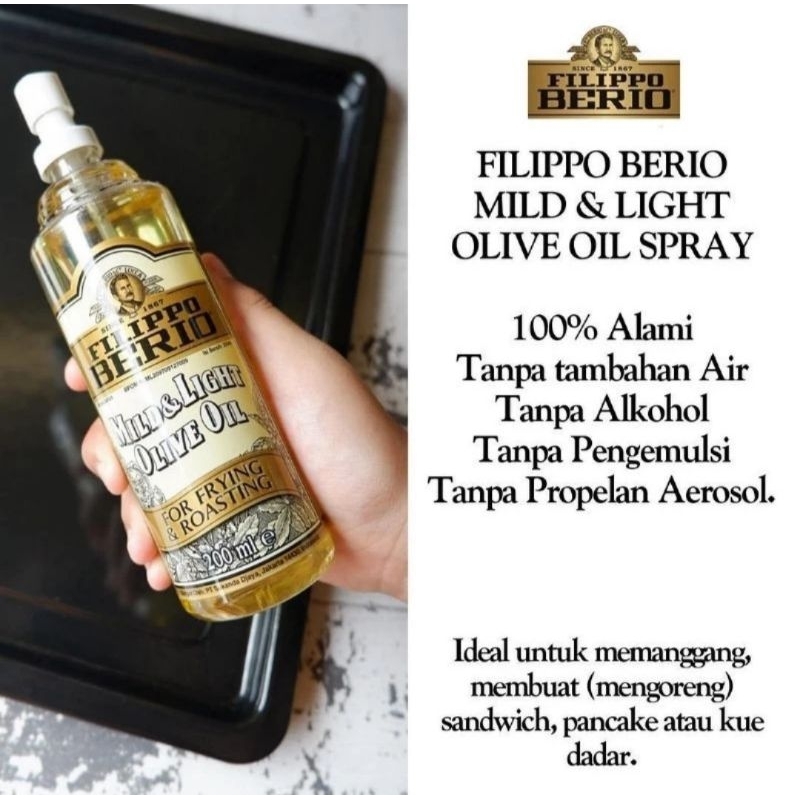 

Filippo Berio Olive Oil Spray Mild and Light Minyak Zaitun MPASI Diet 200ml