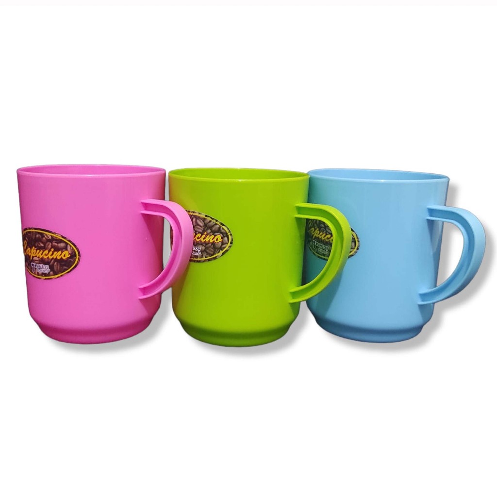 Gelas plastik 3Pcs Gelas Gagang Plastik/Gelas Capucino/Gelas Tebal/Gelas Plastik/Gelas Kopi