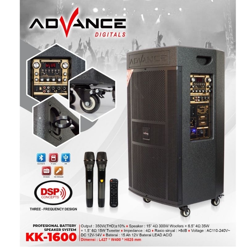 ADVANCE PROFESIONAL SPEAKER SYSTEM UKURAN 15 INCH KK-1600