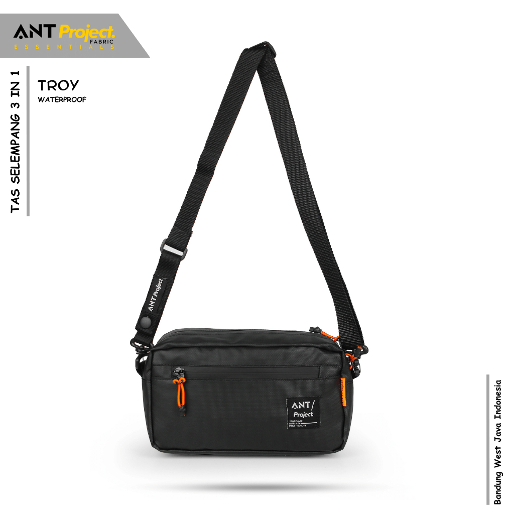ANT PROJECT - Tas Handlebar Bag TROY 3in Selempang - Tas Stang Sepeda Black Waterproof Image 2