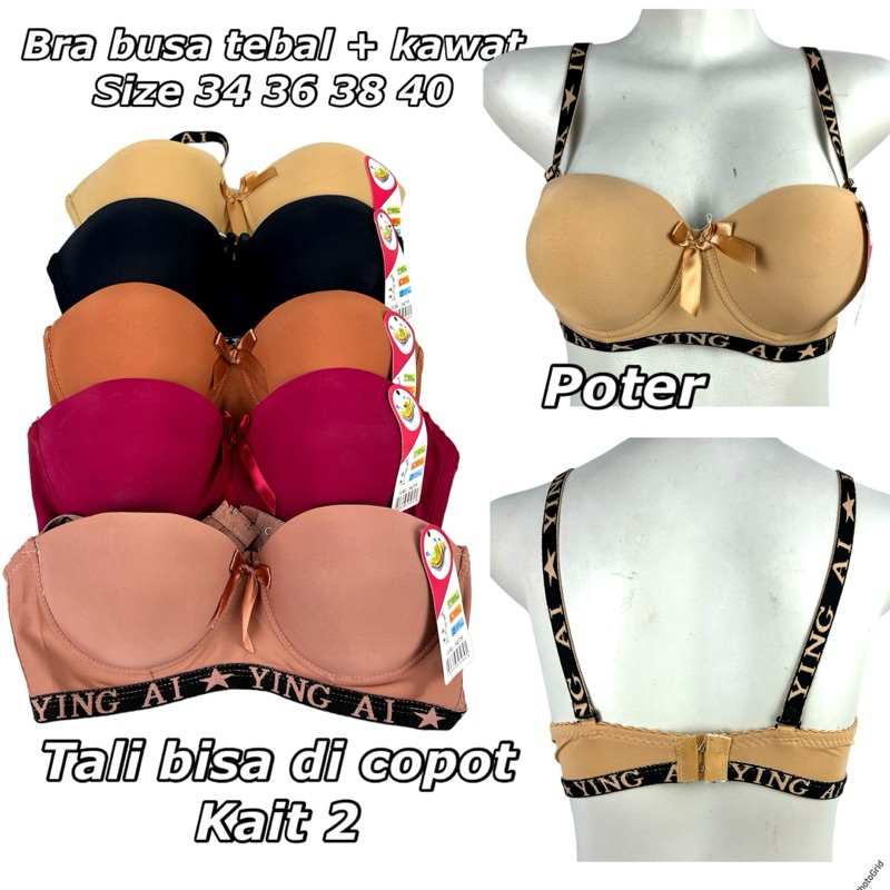1pcs bra BH sport wanita cewek dewasa ukuran 34 36 38 40 size kawat busa tebal remaja cup b kait 2
