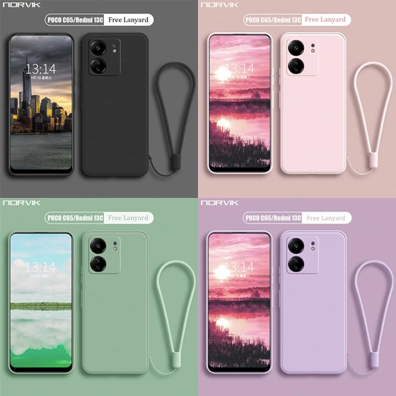 CASE XIAOMI REDMI 13C POCO C65 NFC SOFT CASE SQUARE TALI SILIKON HANDPHONE TERBARU