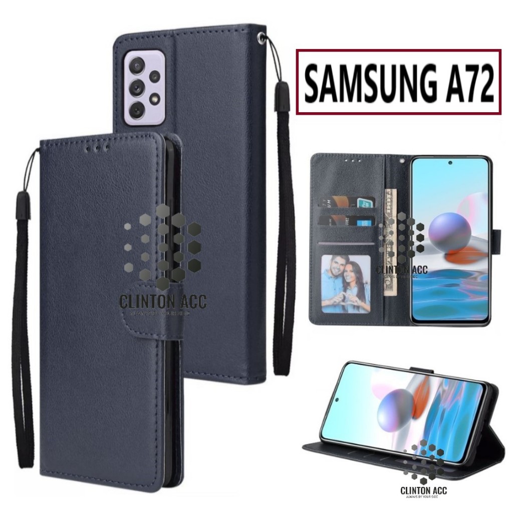 CASE HP SAMSUNG A72 FLIP WALLET LEATHER DOMPET KULIT SOFTCASE PREMIUM FLIP COVER SARUNG BUKA TUTUP F