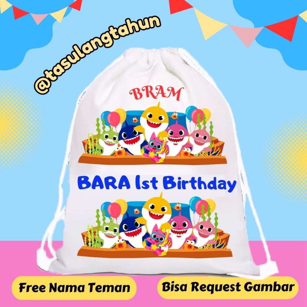 

Tas RANSEL Souvenir Ultah GoodieBag Bingkisan Blacu BABY SHARK PINKFONG