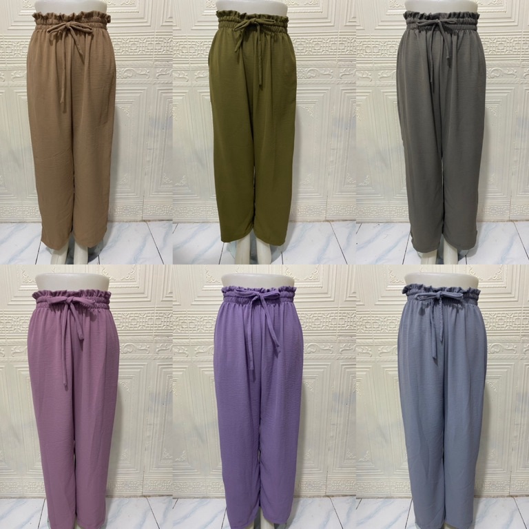 BAYAR DITEMPAT  Celana kulot cringkel premium kulot highweist model pita depan kulot serut kulot kan