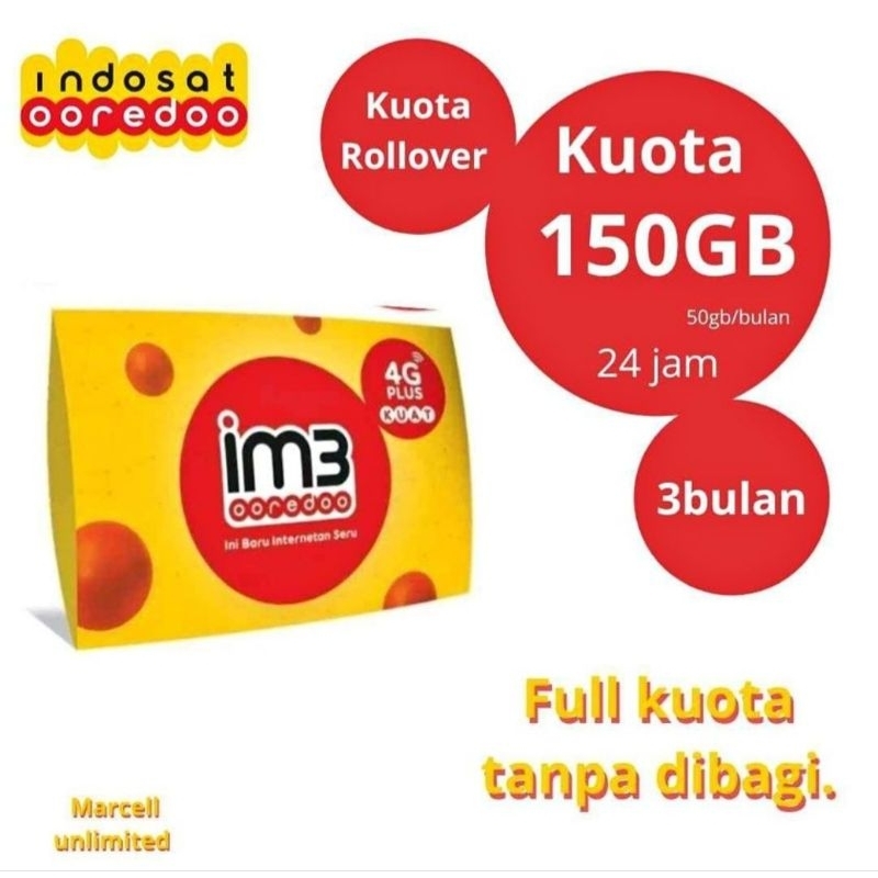 kartu Perdana IM3 150gb 3bulan