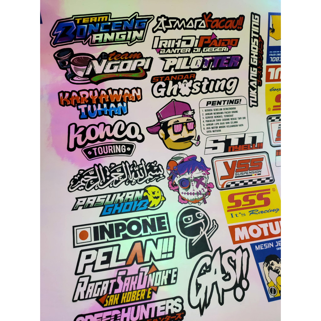 

Cetak Sticker Hologram Transparan (Iredescent) A3+ (Die cut/potong satuan)