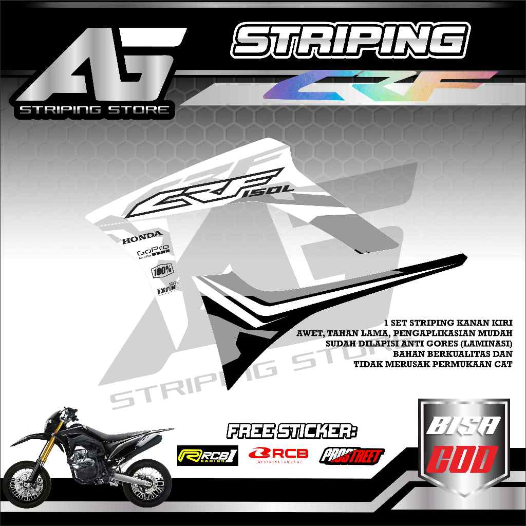 striping stiker crf 150l semi full body motif standar racing03
