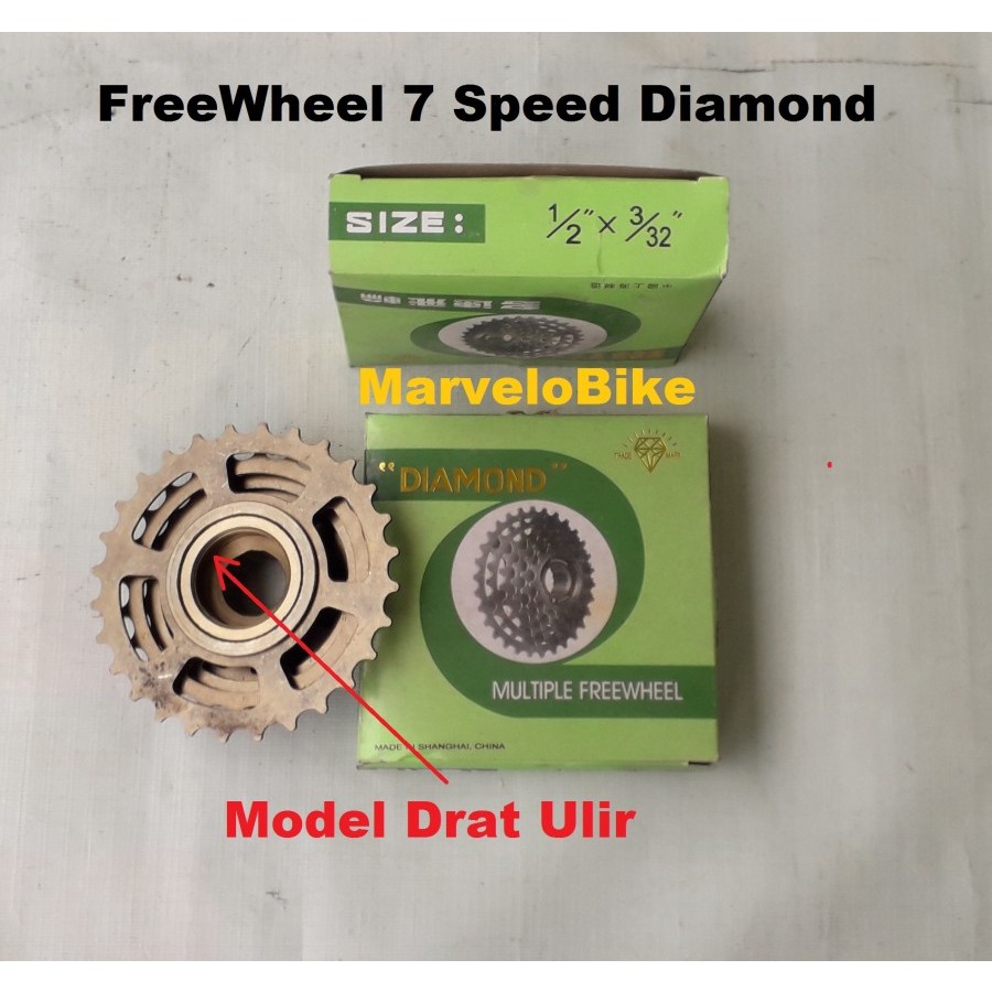 Sproket FreeWheel Sepeda 7 Speed Diamond Drat Ulir