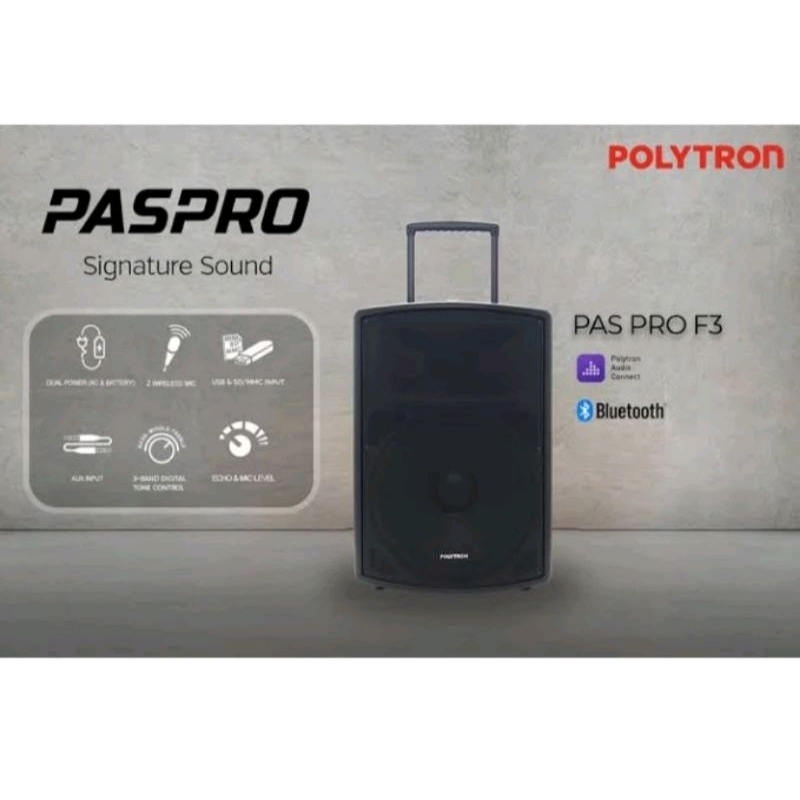 speaker bluetooth portable  meeting profesional polytron paspro 12F3 rms 100w