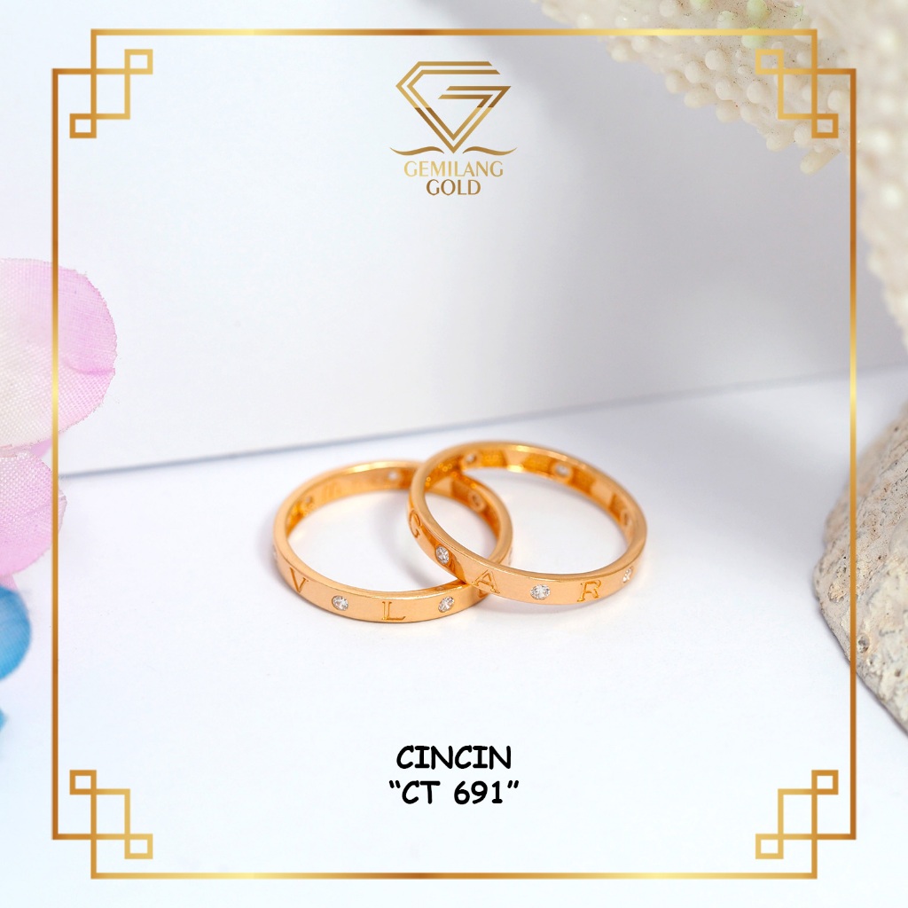 CINCIN WANITA EMAS ASLI KADAR 6K & 8K SIMPLE RING GEMILANG (CT 691)